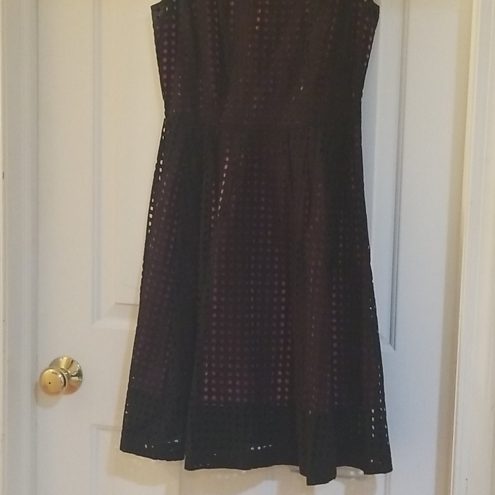 Halogen black fit and flare dress fuschia lining 6 - Picture 3 of 9